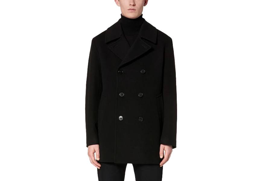 thumbnail interactive-video image 1 of Wantdo Men's Mid-Length Pea Coat – Windproof Military Style Jacket With Notched Lapel – Classic Solid, Polyester – For Casual, Travel, Work 1 of 6