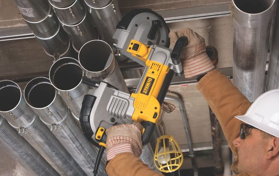 man using band saw