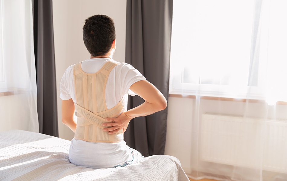 man wearing back brace