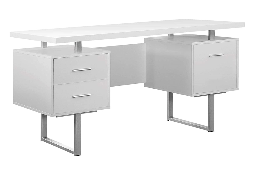monarch specialties white hollow core and silver office desk
