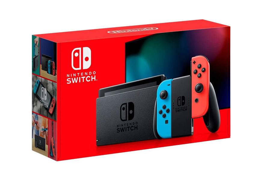 nintendo switch neon red and neon blue joy con console