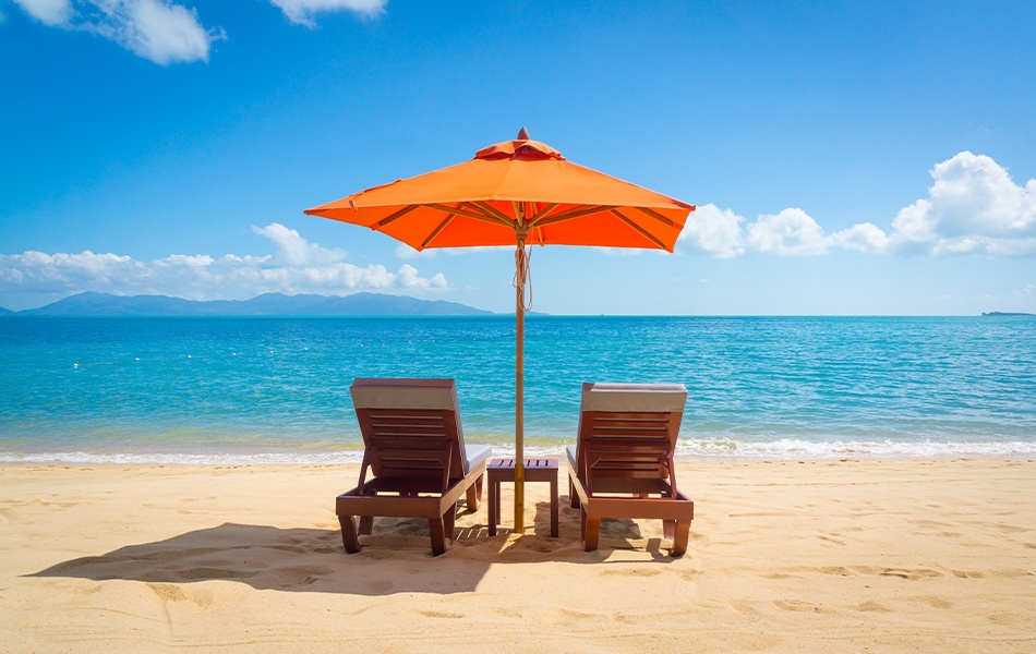 orange beach umbrella