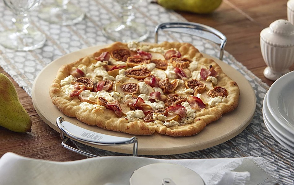 pizza made on pizza stone