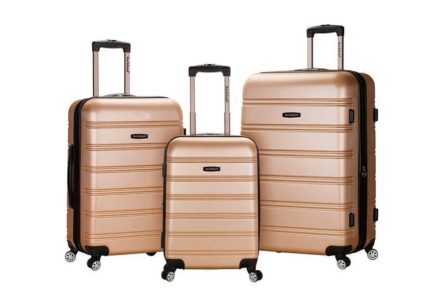 rockland melbourne 3 piece abs luggage set