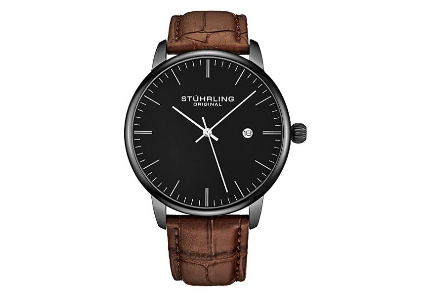 stuhrling original calfskin leather dress thin watch
