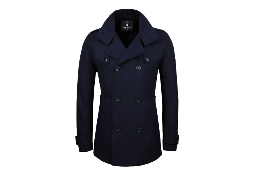 Wantdo Men's Single Breasted Pea Coat | Windproof Winter Military Jacket With Notched Collar | Classic Style Warm Overcoat