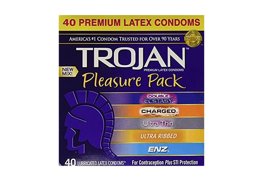 trojan pleasure pack premium lubricated latex condoms