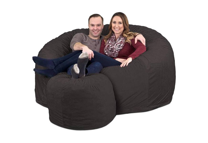 ultimate sack 6000 bean bag chair with footstool