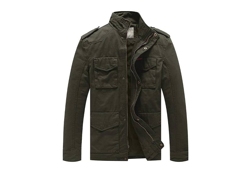 Wenven men's stand deals collar lightweight military jacket