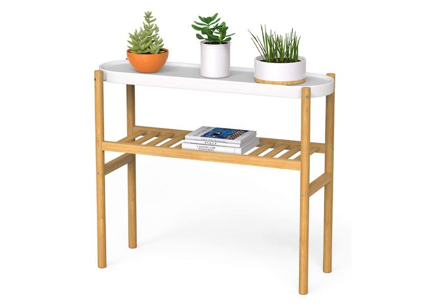 wiscue 2 tier tall plant stand holder