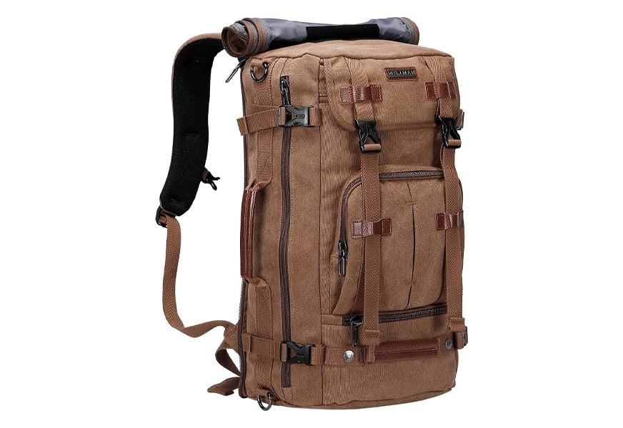 GEARONIC TM 21L Vintage Canvas Backpack for Men Leather Rucksack