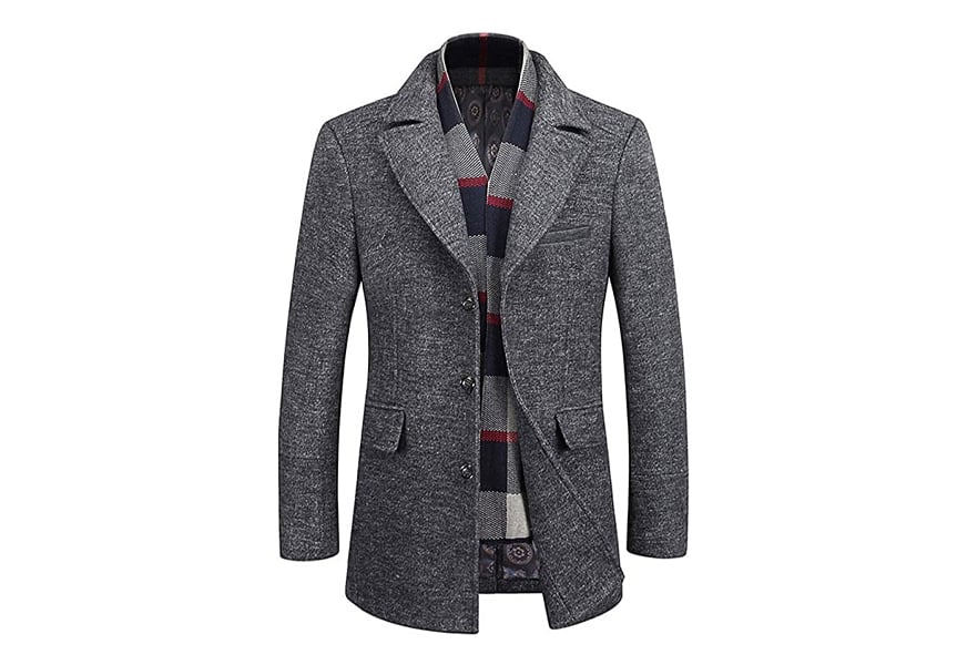 wulful men’s wool slim fit pea coat