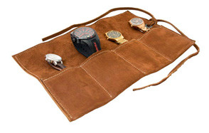 hide & drink soft leather travel watch roll organizer
