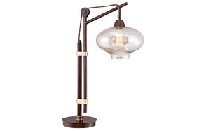 calyx cognac glass industrial bronze desk lamp