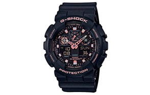 casio g-shock black analog-digital rose gold watch