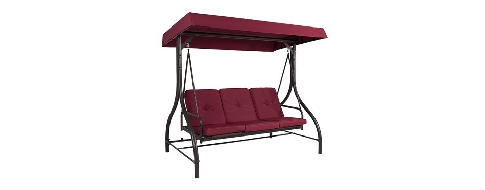 3-seat converting outdoor patio canopy swing hammock
