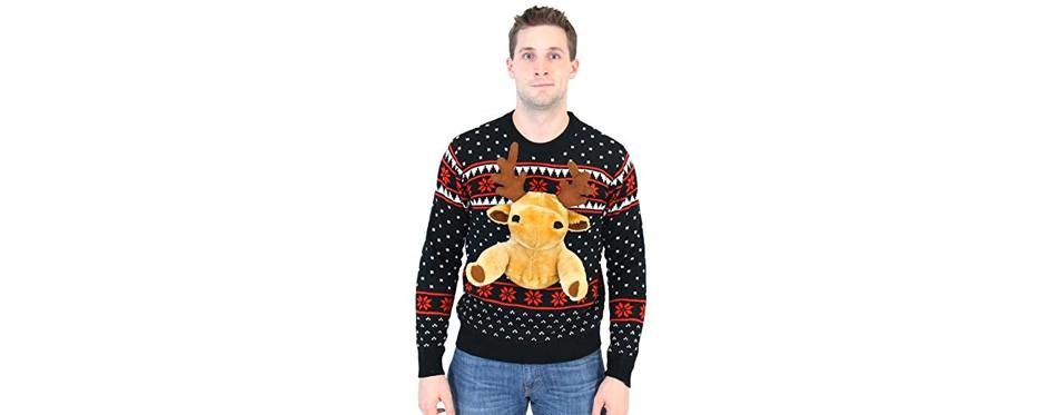 3d reindeer moose christmas jumper