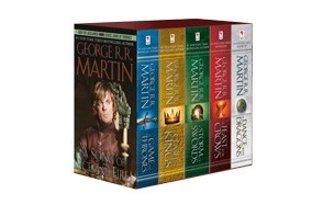 a boxed set of the 1st five novels series from george r.r martin