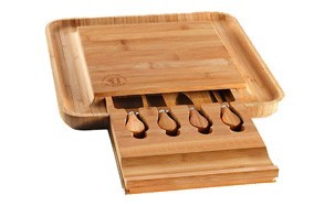 bambusi organic cheese board and knife set