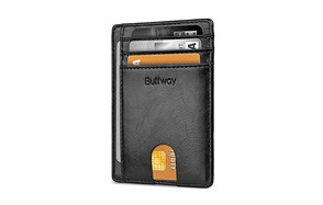buffway slim minimalist front pocket rfid blocking leather wallet