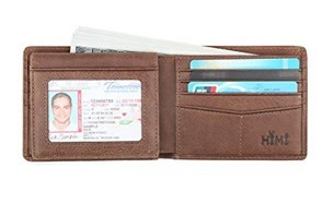 genuine leather rfid blocking bifold stylish with 2 id window