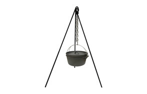 stansport cast iron camping tripod for outdoor campfire cooking