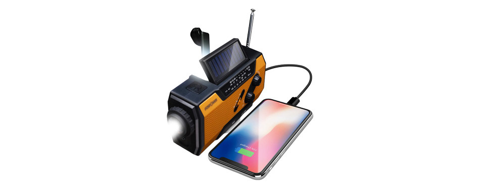 FosPower Emergency Solar Hand Crank Portable Radio
