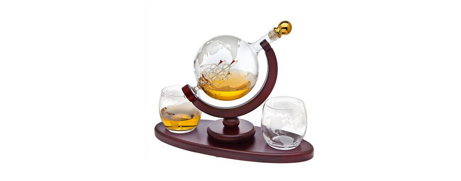 godinger whiskey decanter globe set