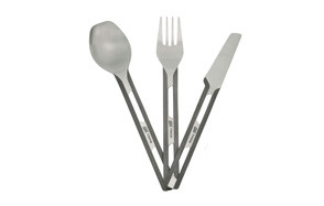 esbit titanium cutlery 3 piece set with fork, spoon, and knife