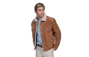 scully mens sherpa lined suede jacket