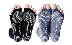 wisdompro half toe yoga socks with anti slip grip