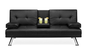 best choice products modern faux leather convertible futon sofa