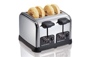 hamilton beach classic chrome 4 slice extra wide slot toaster with bagel technology