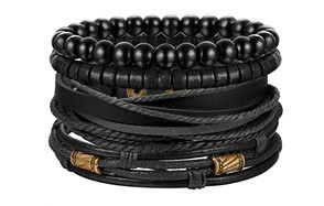 jstyle 4pcs braided leather bracelet men’s