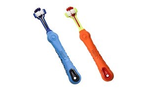 pertty three sided pet toothbrush