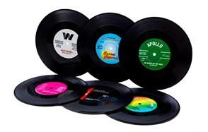 vinyl record drink coaster set