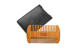 viking revolution store wooden beard comb & case