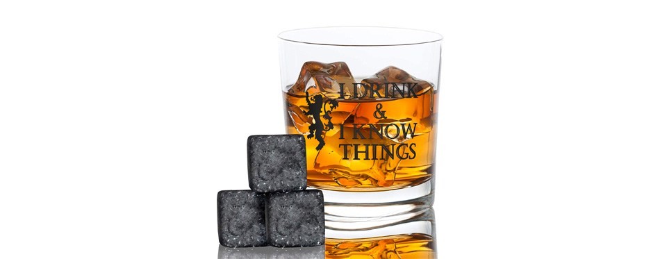 a game of thrones inspired i drink and i know things whiskey glass + free whiskey stones