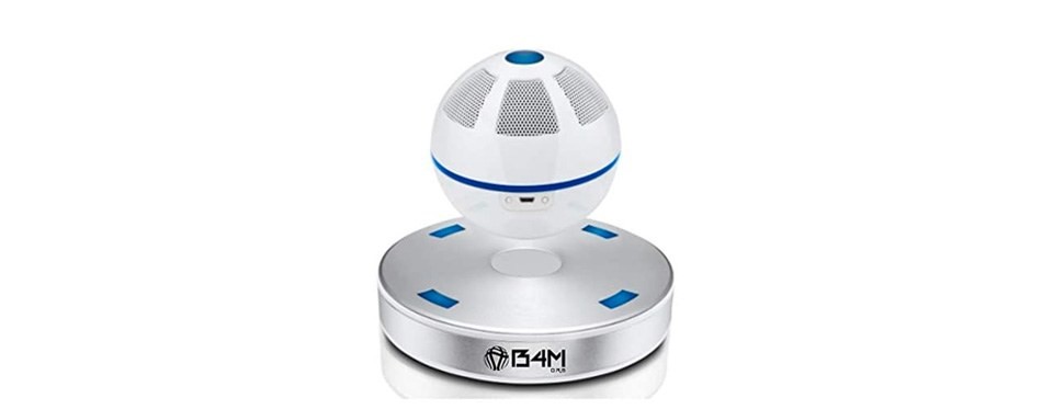 b4m orb-ice silver portable wireless levitating speaker