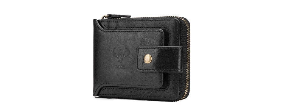 baigio rfid leather zipper wallet for men