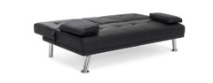 best choice products modern faux leather convertible futon sofa