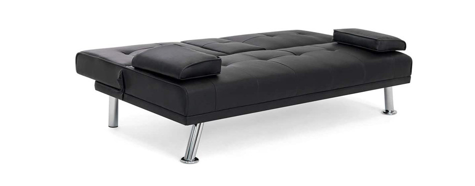 best choice products modern faux leather convertible futon sofa