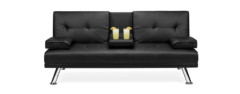 best choice products modern faux leather convertible futon sofa