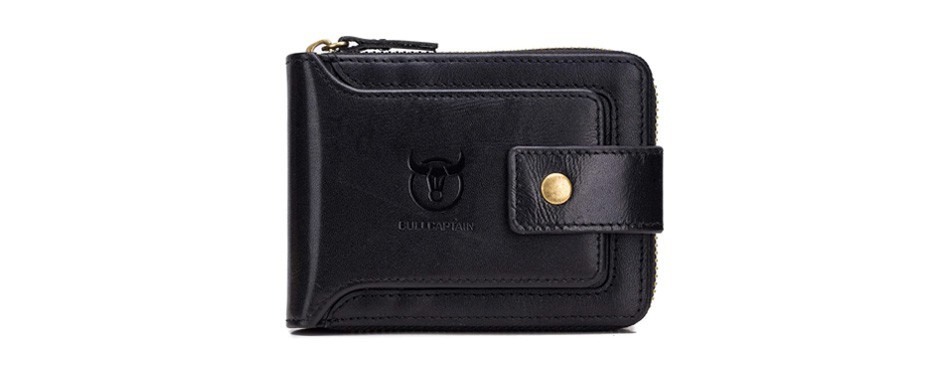 bullcaptain genuine leather zipper wallet for men