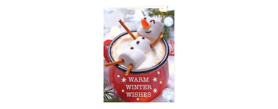 canopy street cocoa snowman holiday card pack