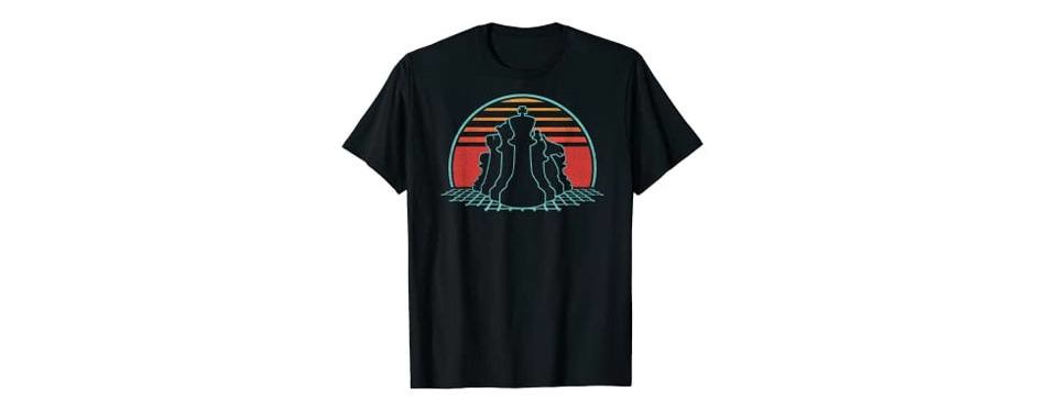 chess pieces retro vintage 80s style chess shirt