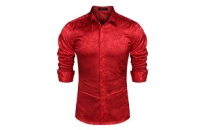 coofandy men's floral rose printed long sleeve dress shirts