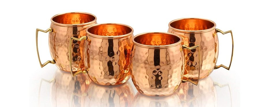copper cure set of 4 copper hammered mugs