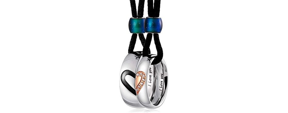 couple pendant necklace for him and her