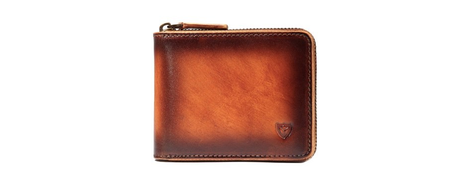 donword rfid leather zipper wallet for men